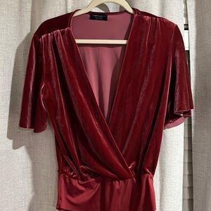 Velvet dark mauve bodysuit